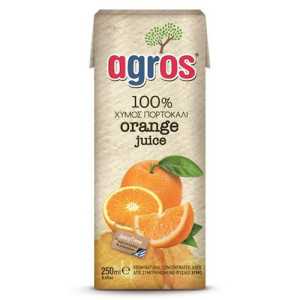 Agros 100% φυσικός χυμός πορτοκάλι 250ml Agros - 1
