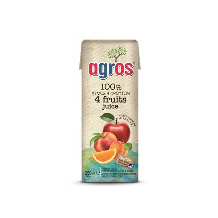 Agros χυμός 4 φρούτα 250ml