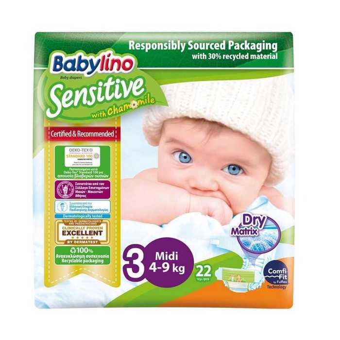 Babylino sensitive πάνες no3 4-9kg 22τεμ