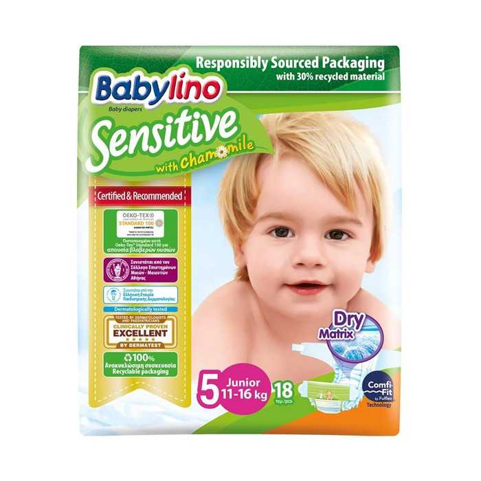 Babylino sensitive πάνες No5 11-16kg 18τεμ