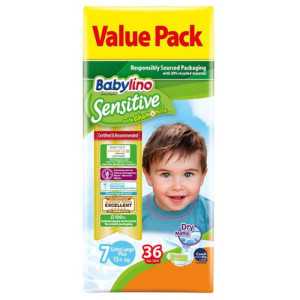 Babylino sensitive πάνες extra large plus no7 15+kg 36τεμ