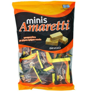 Amaretti classic minis σακούλα γκοφρετάκια με γέμιση κρέμα κακάο 165gr Bingo - 1