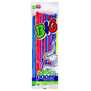 Bio paper jumbo big βιοδιασπώμενο καλαμάκι σπαστό πολύχρωμο 22cm 25τεμ Bio paper - 1