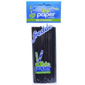 Bio paper χάρτινα καλαμάκια freddo ίσια μαύρα 20cm 40τεμ Bio paper - 1