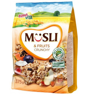 Bona Vita crunchy musli με αποξηραμένα φρούτα 375gr