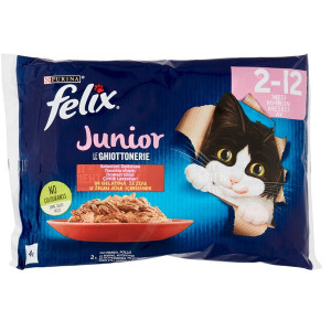 Felix γατοτροφή junior μοσχάρι & κοτόπουλο σε ζελέ 4x85gr