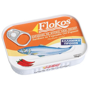Flokos σαρδέλες σε φυτικό λάδι πικάντικες 100gr Flokos - 1