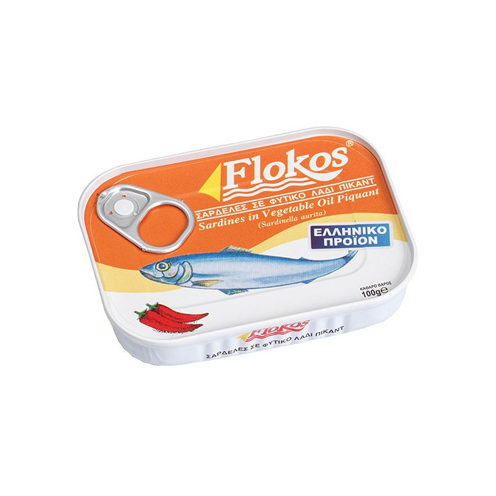 Flokos σαρδέλες σε φυτικό λάδι πικάντικες 100gr Flokos - 1