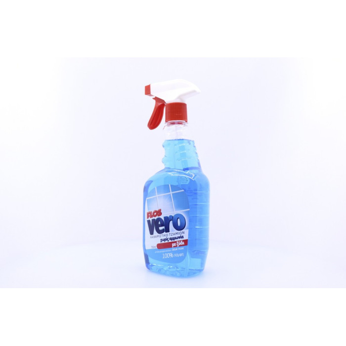 Flos vero υγρό καθαριστικό τζαμιών blue rose με ξύδι spray 750ml