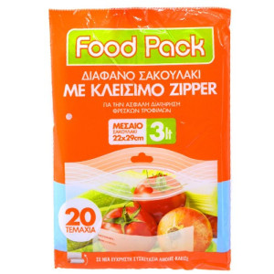 Foodpack σακούλες τροφίμων με zipper no2 22x29cm 3lt 20τεμ Foodpack - 1