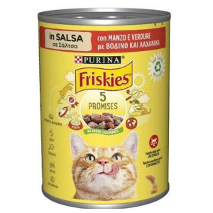 Friskies γατοτροφή κονσέρβα βοδινό & λαχανικά 400gr