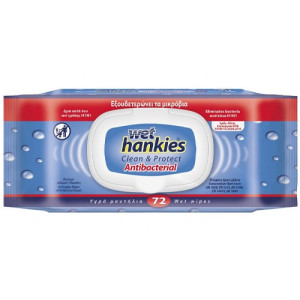 Wet Hankies υγρά αντιβακτηριδιακά μαντηλάκια 72τεμ  - 1