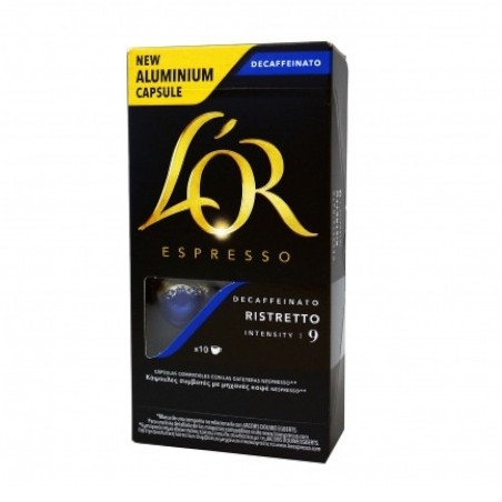 L'OR καφές espresso ristretto decaffeine σε κάψουλες συμβατές με μηχανή Nespresso 10x5,2gr