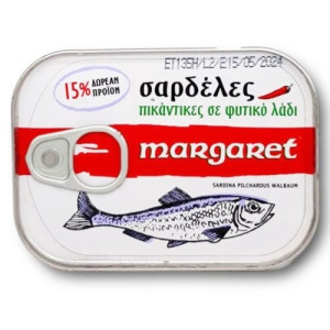 Margaret σαρδέλες σε φυτικό λάδι πικάντικες 115gr Margaret - 1