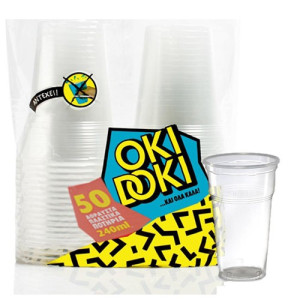 Oki doki πλαστικά ποτήρια διάφανα 240ml 50τεμ Oki Doki - 1