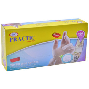 Practic γάντια βινυλίου διαφανές χωρίς πούδρα M/L/XL 100τεμ Practic - 1