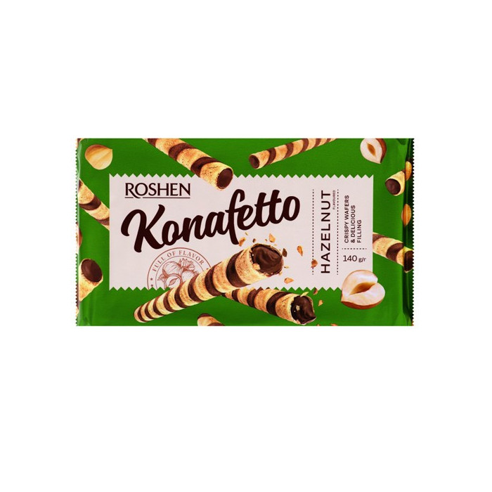 Roshen konafetto πουράκια με κρέμα φουντουκιού 140gr