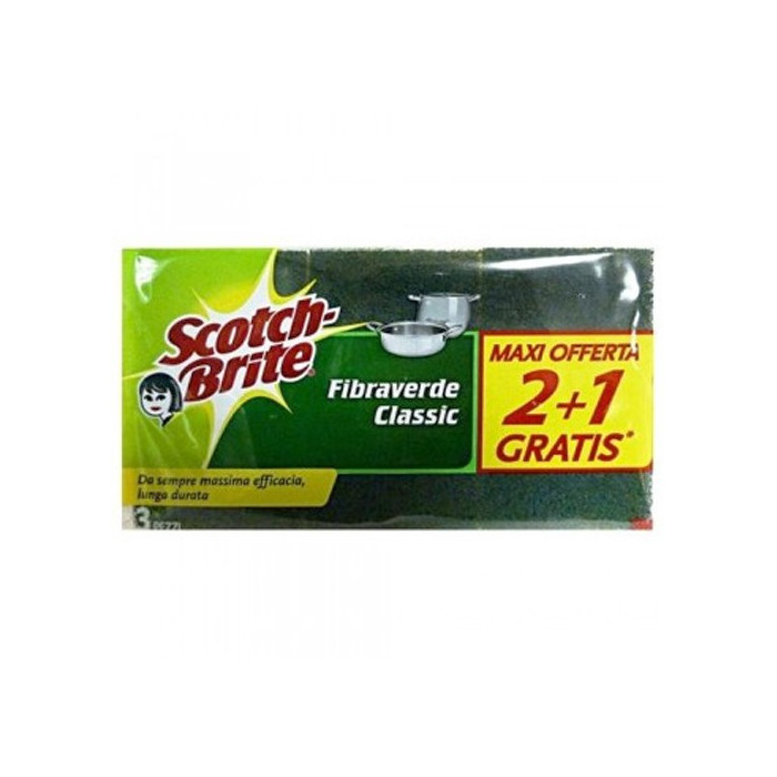 Scotch-brite σφουγγαράκι κουζίνας fibraverde classic 3τεμ Scotch-Brite - 1