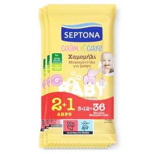 Septona calm n care μωρομάντηλα χαμομήλι 3x12τεμ