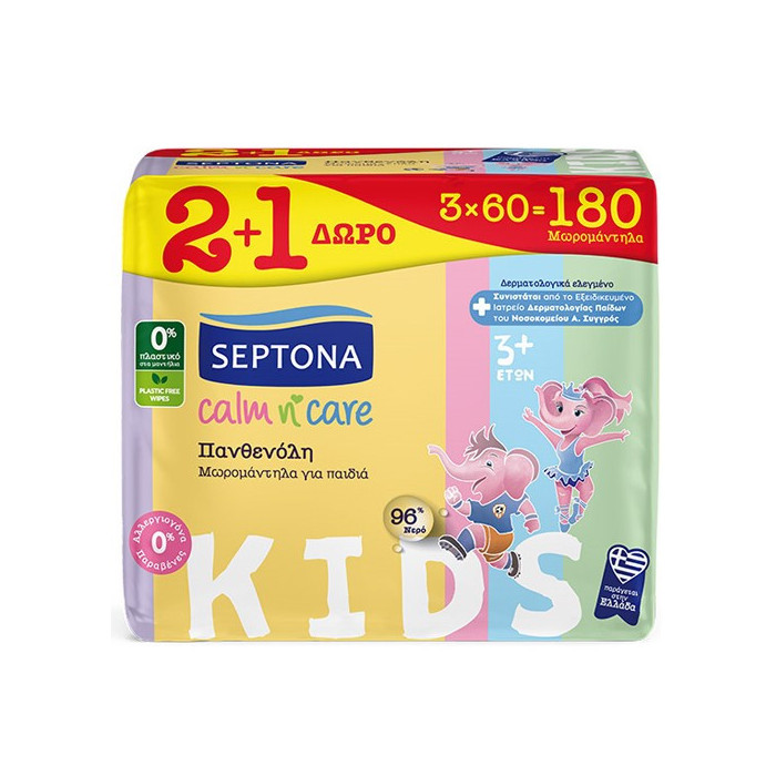 Septona calm n care μωρομάντηλα πανθενόλη kids 3x60τεμ