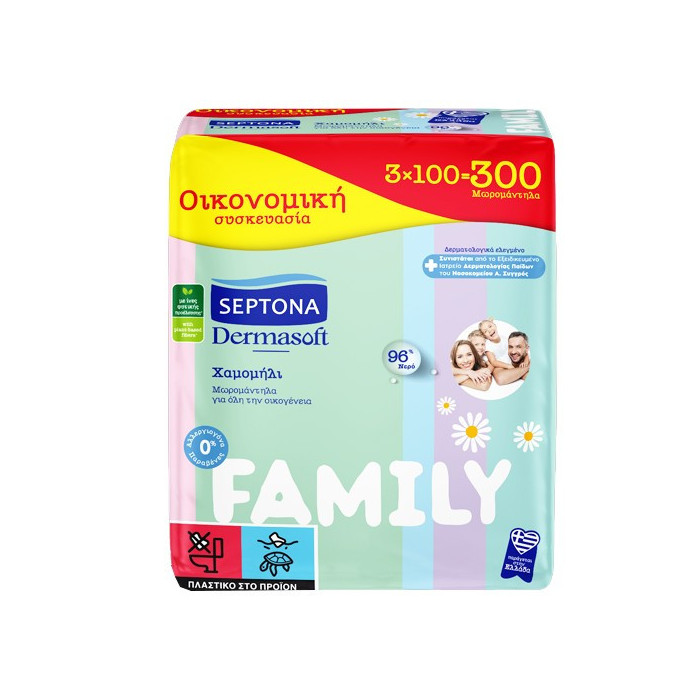 Septona dermasoft μωρομάντηλα family 3x100τεμ Septona - 1