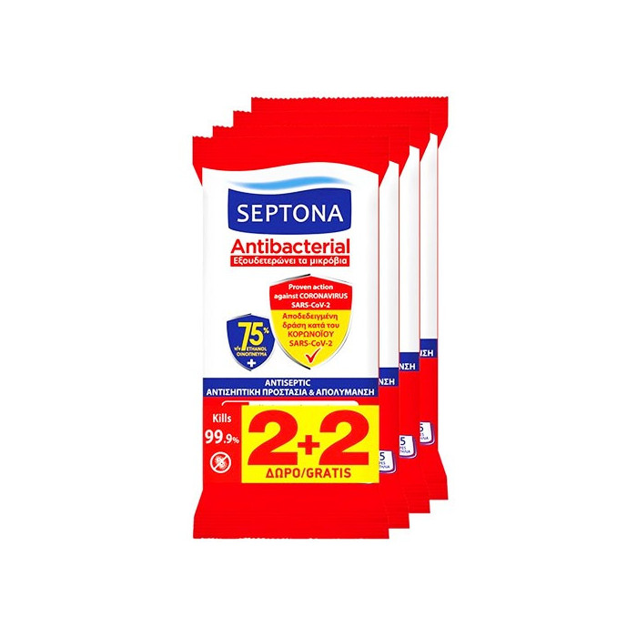 Septona υγρά μαντηλάκια αντιβακτηριδιακά extra safe 4x15τεμ Septona - 1