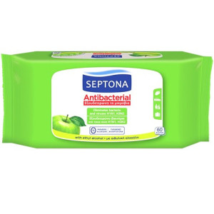 Septona υγρά μαντηλάκια αντιβακτηριδιακά πράσινο μήλο 60τεμ Septona - 1