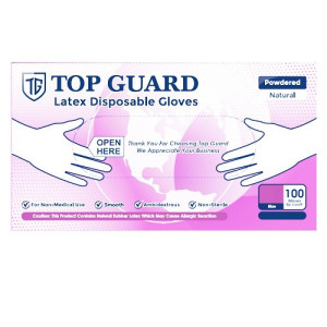 Top guard γάντια latex ελαφρώς πουδραρισμένα large 100τεμ  - 1