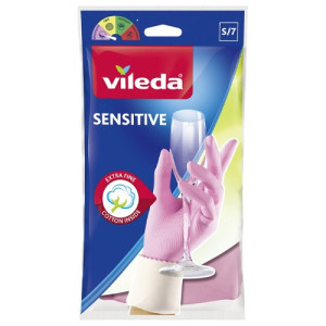 Vileda sensitive γάντια οικιακής χρήσης πλαστικά small Vileda - 1