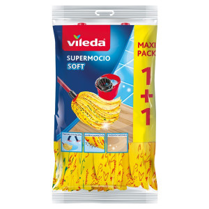 Vileda σφουγγαρίστρα supermocio soft με χοντρό κάλυκα κίτρινη 2τεμ Vileda - 1