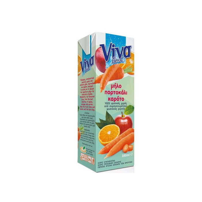 Viva χυμός με μήλο, πορτοκάλι & καρότο 250ml Viva - 1