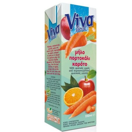 Viva χυμός με μήλο, πορτοκάλι & καρότο 250ml Viva - 1