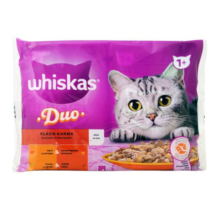 Whiskas γατοτροφή duo κρεατικά 4x85gr