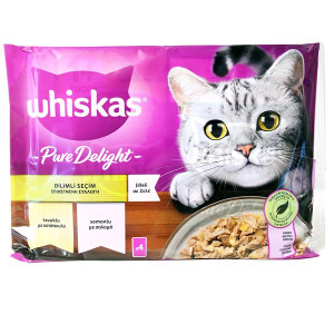 Whiskas γατοτροφή adult pure delight mixed 4x85gr