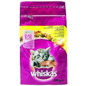 Whiskas junior γατοτροφή κροκέτα με κοτόπουλο 2-12 μηνών 300gr