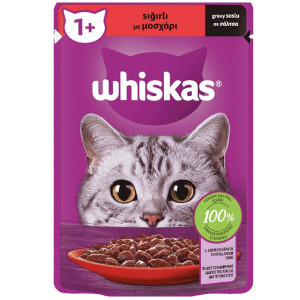 Whiskas γατοτροφή pure delight μοσχάρι σε σάλτσα 85gr