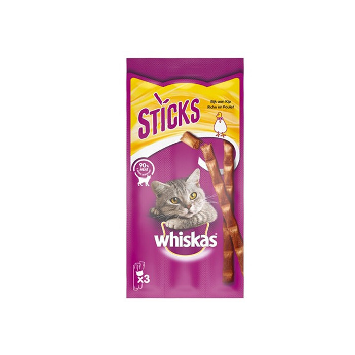 Whiskas γατοτροφή sticks κοτόπουλου 18gr