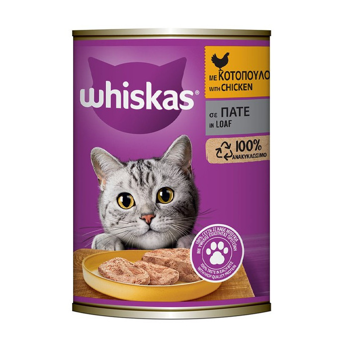 Whiskas γατοτροφή πατέ κοτόπουλο 400gr