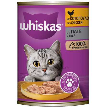 Whiskas γατοτροφή πατέ κοτόπουλο 400gr