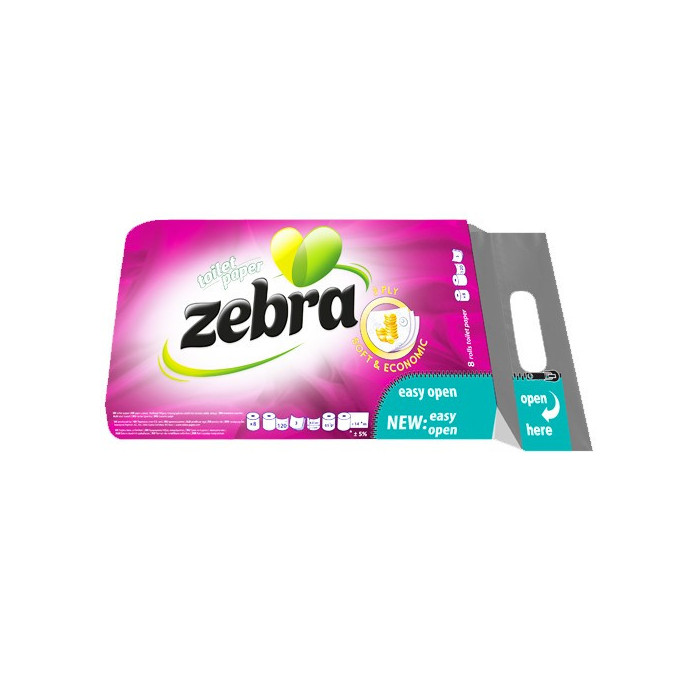 Zebra soft economic purple χαρτί υγείας 3φυλλο 8τεμ