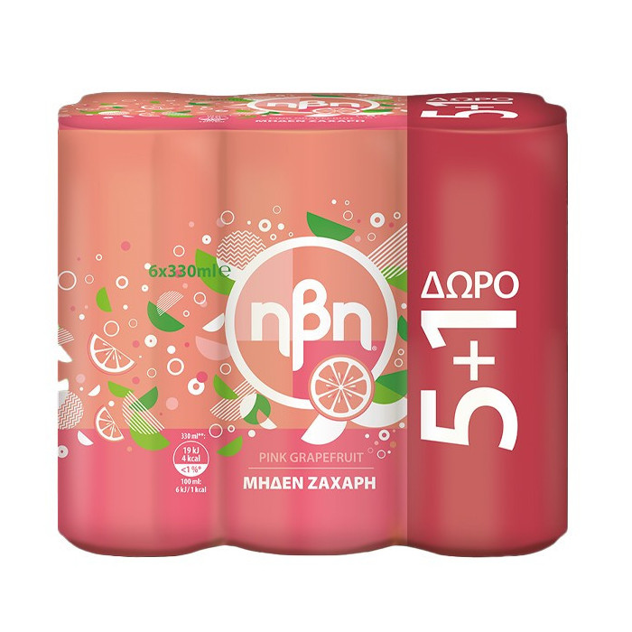 Ηβη αναψυκτικό pink grapefruit χωρίς ζάχαρη 6x330ml