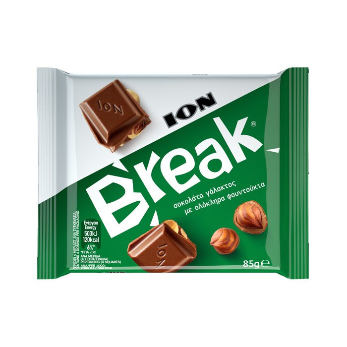 Break σοκολάτα γάλακτος με φουντούκια 85gr Ιον - 1