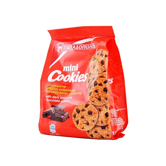 Παπαδοπούλου μπισκότα mini cookies με κομμάτια σοκολάτας 70gr