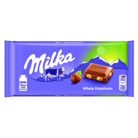 Milka σοκολάτα με ολόκληρα φουντούκια 100gr