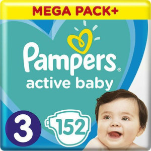Pampers active baby πάνες με αυτοκόλλητο νο3 6-10kg 152τεμ Pampers - 1