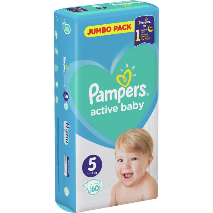 Pampers active baby πάνες με αυτοκόλλητο No5 11-16kg 60τεμ