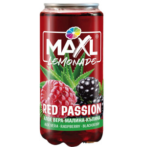 Maxr λεμονάδα red passion με αλόη, βατόμουρο & μαύρο μούρο 330ml