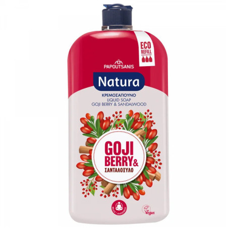 Παπουτσάνης natura κρεμοσάπουνο ανταλλακτικό gojiberry & σανδαλόξυλο 900ml