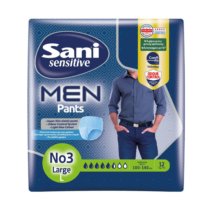 Sani sensitive men pants βρακάκι ακράτεια No3 (L) 12τεμ