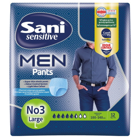 Sani sensitive men pants βρακάκι ακράτεια No3 (L) 12τεμ